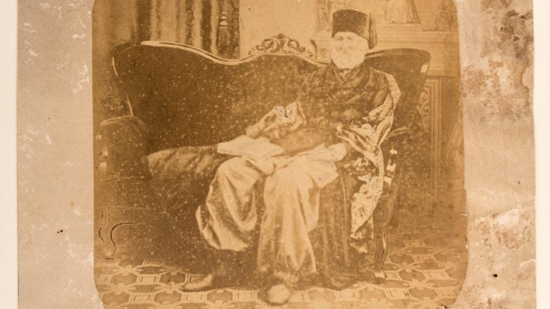 Historischer Albumin-Fotoabzug eines Porträts von Fürst Pückler, ab 1850