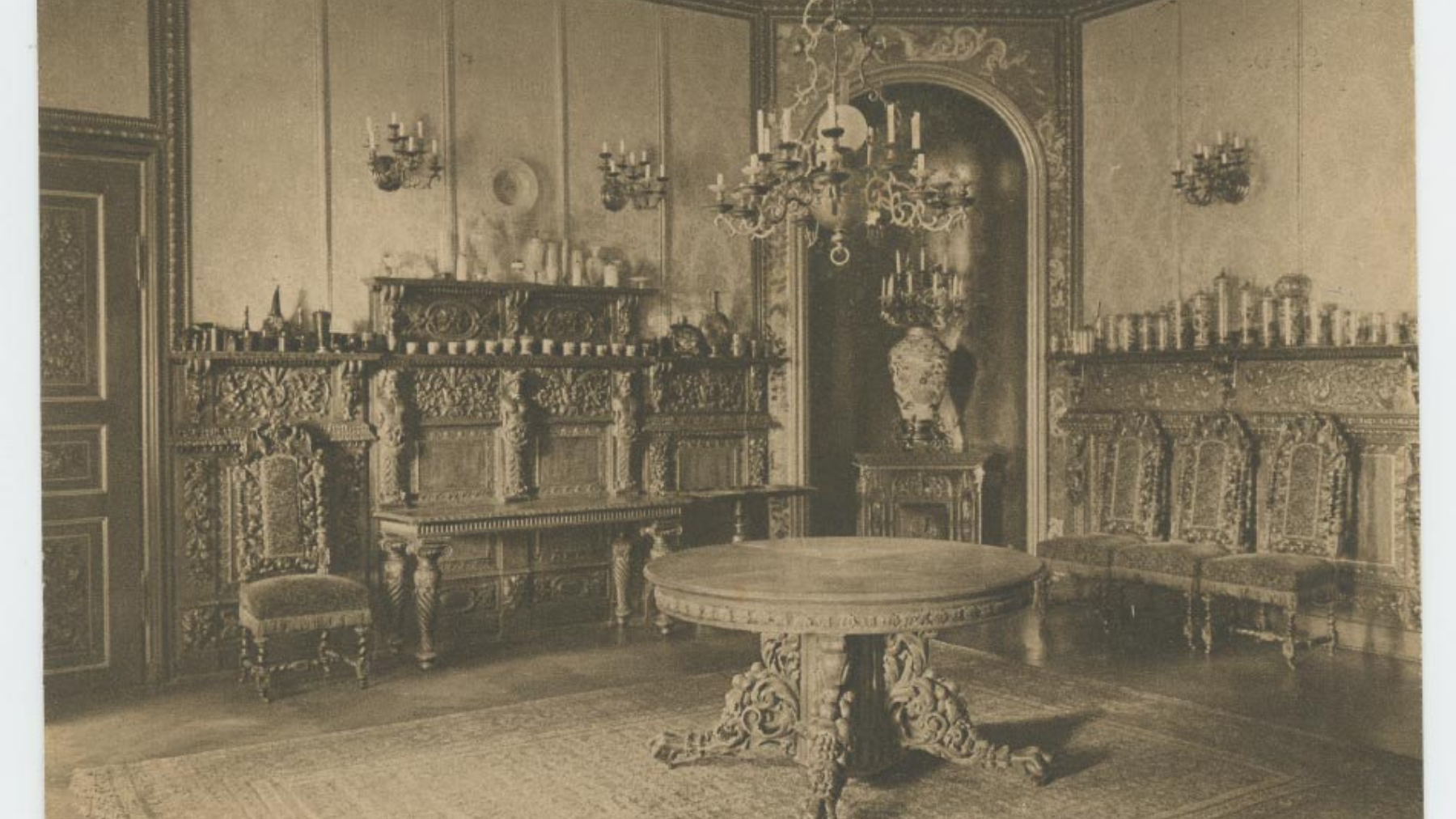 Historisches Foto des Speisezimmers aus Schloss Branitz um 1900